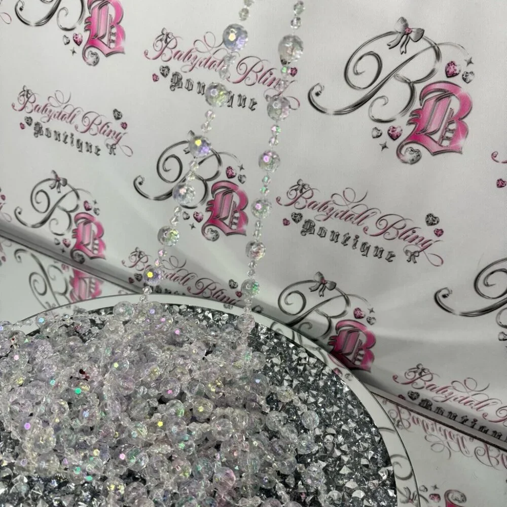 Crystal Beaded Garland 3 strings worth decor crystal shimmer holographic elegant